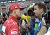 Seit 1994 führte Kai Ebel die Boxengasseninterviews für RTL, wie hier 1996 Legende Michael Schumacher.
