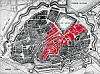 Ein Viertel der Stadt (rot) ging in Flammen auf