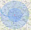 Mithilfe eines Tools von Google-Maps kann man den ungefähren 15-Kilometer-Radius von Hamburg sehen.