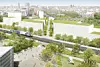 Die Kreuzung der Bahnanlagen zwischen dem Neuen Huckepackbahnhof und Rothenburgsort