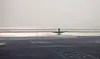 Die Maschine beim Abheben in Lanzarote. Nach wenigen Momenten setzen Knallgeräusche ein.