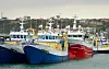 Fischerboote stehen im Hafen von Boulogne.