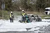 Die Unfallstelle am Buchholzer Dreieck: Ein Fahrzeug brannte vollständig aus.