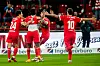 Union Berlin bejubelt den ersten Treffer zum 2:0-Derbysieg gegen Hertha.