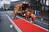 Die Fahrradweiche in der Habichtstraße wurde am Sonntagmorgen zur Signalwirkung rot eingefärbt.