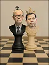 Schachfiguren: Merz als König, Klingbeil als Dame