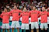 DHB-Team bei der Nationalhymne