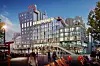 Ein großes Gebäude mit unterschiedlichen Ebenen, Hotel und Dachterrasse: So könnte das Paloma-Viertel auf St. Pauli einmal aussehen.