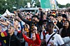 Abpfiff – und große Erleichterung auf dem Hamburger Fanfest: Deutschland hat 2:0 gegen Ungarn gewonnen.