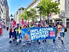 Hafenarbeiter demonstrieren in der City