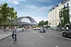 Eine Visualisierung der neuen Sternbrücke von der Max-Brauer-Allee aus gesehen.