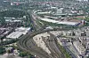 Blick auf den Diebsteich (l) und die neue Mitte Altona. Am Diebsteich soll der neue Bahnhof Altona entstehen.