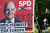 Ein beschmiertes Wahlplakat der SPD – in Hamburg hat der Aufruf, AfD zu wählen, nicht richtig verfangen.