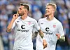 Ruhe, bitte: Guido Burgstaller (l.) bejubelt mit Simon Makienok seinen Treffer zum 3:2 gegen Magdeburg.