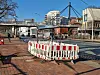 Die völlig demolierte Bushaltestelle Hafentreppe wurde abgesperrt.
