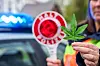 Polizei mit Cannabis-Blatt