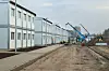 Bau einer Flüchtlingsunterkunft in Billbrook im Dezember 2022.