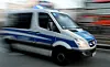 Ein Polizeifahrzeug mit Blaulicht (Symbolbild)..