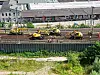 Ansicht von oben auf die Unfallstelle mit vier Baggern.