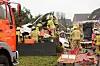 Feuerwehrmänner trennten das Dach des Autos ab, um den Verletzten zu retten.