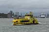 Eine Fähre der HADAG fährt auf der Elbe.