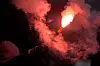 Fans vom FSV Mainz 05 zünden beim Playoff-Spiel bei Rosenborg Trondheim Pyrotechnik