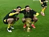 Jude Bellingham (l.) und Jadon Sancho konnten mit dem BVB in dieser Saison den DFB-Pokal gewinnen – nun soll der EM-Titel mit der englischen Nationalmannschaft folgen.