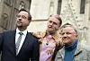 Szenenfoto aus einem „Tatort“ mit Jan Josef Liefers, Detlev Buck und Axel Prahl (v.l.)