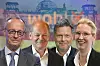 Robert Habeck, der Kanzlerkandidat der Grünen (2.v.r.), hat das TV-Duell gegen AfD-Kandidatin Alice Weidel (r.) abgesagt. (Collage)