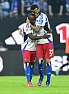 Jean-Luc Dompé und Davie Selke bejubeln ein Tor für den HSV