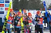 Die Deutsche Biathlon Frauen-Staffel bei der Flower-Ceremony