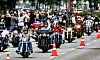 Teilnehmer der Hamburg Harley Days, Europas größtes innerstädtisches Biker-Treffen, fahren zum Abschluss der Veranstaltung in einem Korso durch die Stadt.