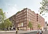 Das künftige Hauptzollamt in der Hafencity aus der Perspektive vom Lohsehpark. Die Fassade soll sich in die Hafencity eingliedern.