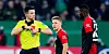 Herthas Abwehrspieler Jordan Torunarigha (r.) flog im Pokal-Krimi gegen Schalke vom Platz.