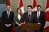 Kanadas Premierminister Justin Trudeau spricht zu den Medien, nachdem US-Präsident Trump eine Reihe von Zöllen gegen Kanada, Mexiko und China verhängt hat, in Ottawa.
