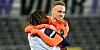 Noa Lang (r.) feiert seinen Treffer zum 3:1 für Brügge in Anderlecht.