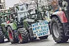 Eine Trecker-Kolonne in Hamburg