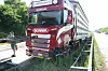 Der verunglückte Tiertransporter auf der A24 bei Schwarzenbek.