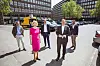 Robin Hinz(Bezirksamt Mitte), Stadtentwicklungssenatorin Dorothee Stapelfeldt (SPD), Oberbaudirektor Franz-Josef Höing, Kultursenator Carsten Brosda (SPD), Sebastian Binger (Business Improvement District).