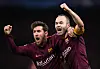 Lionel Messi und Andres Iniesta beim Jubel im Barcelona-Trikot