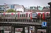Aufnahme der U-Bahn-Linie 3 am Hamburger Hafen.