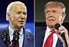 US-Präsident Joe Biden (l.) und der republikanischen Präsidentschaftsbewerber und ehemalige US-Präsidenten Donald Trump
