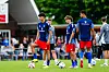 Omar Megeed, Bilal Yalcinkaya und Robert Glatzel beim Aufwärmen vor einem Testspiel