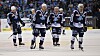 David Wolf, Marcel Müller, Aaron Brocklehurst und Nico Krämmer von den Hamburg Freezers