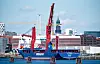 Blick auf das Schwergutschiffs „Uhl Fable“. Die Hamburger Schwergutreederei United Heavy Lift erweitert mit dem Neubau des Schiffs ihre F900 Eco-Lifter-Flotte