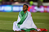 Mehdi Ghayedi eingehüllt in der iranischen Nationalflagge