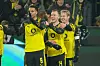 Felix Nmecha, Maximilian Beier und Julian Brandt bejubeln zusammen ein Tor
