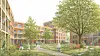 Eine grüne Oase im Innenhof: So soll das neue Wohnviertel in Osdorf auf dem ehemaligen Kasernengelände aussehen.