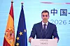 Pedro Sánchez, Ministerpräsident Spaniens, spricht auf einer Pressekonferenz in Peking.