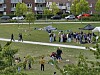 Die Partywiese vor Bürgerzentrum und Sporthalle im Vogelkamp.